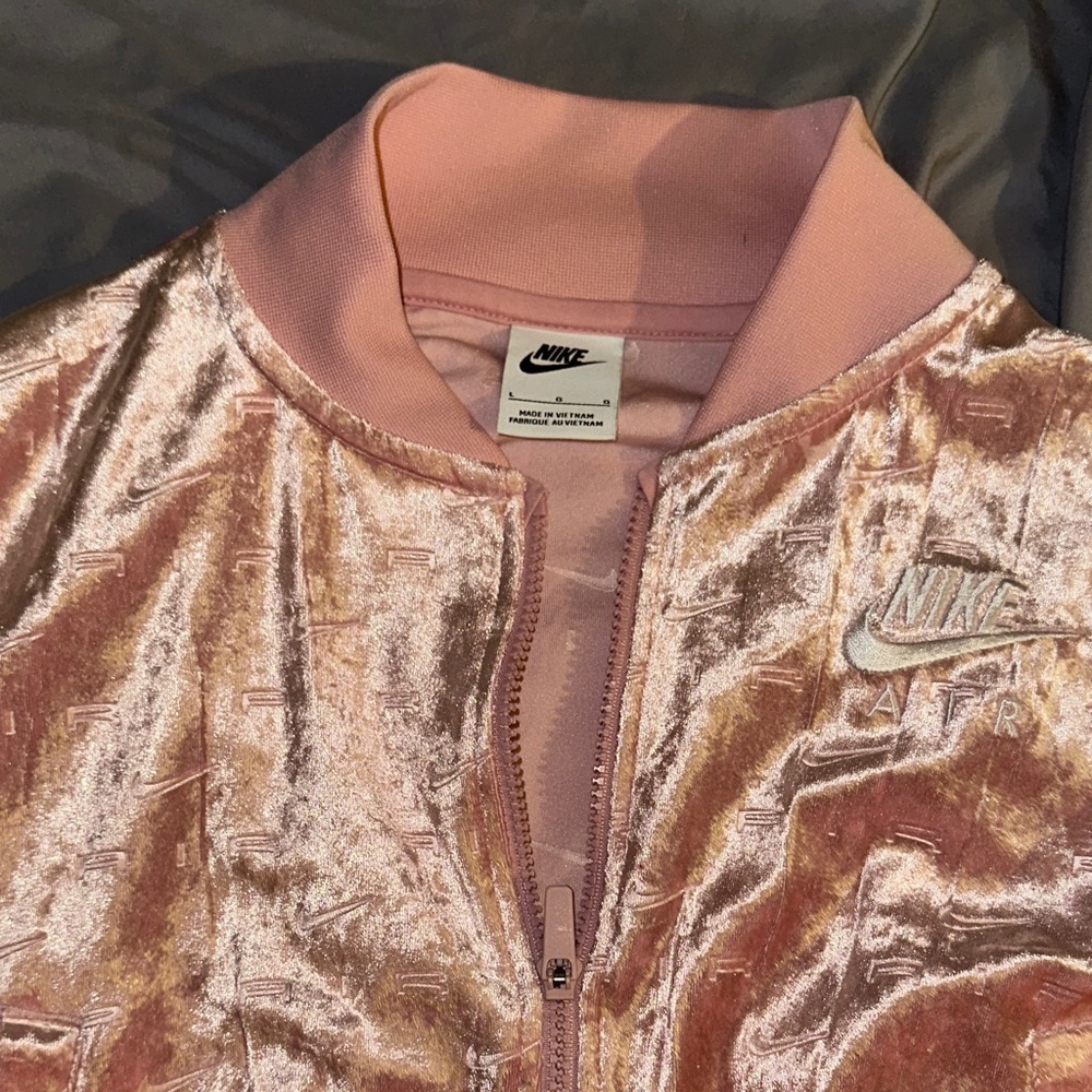 Nike Kids Pink Velvet Bomber Jacket